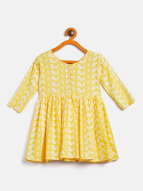 Vastramay SISHU Girl's Mustard Chikankari Kurta Leggings Set